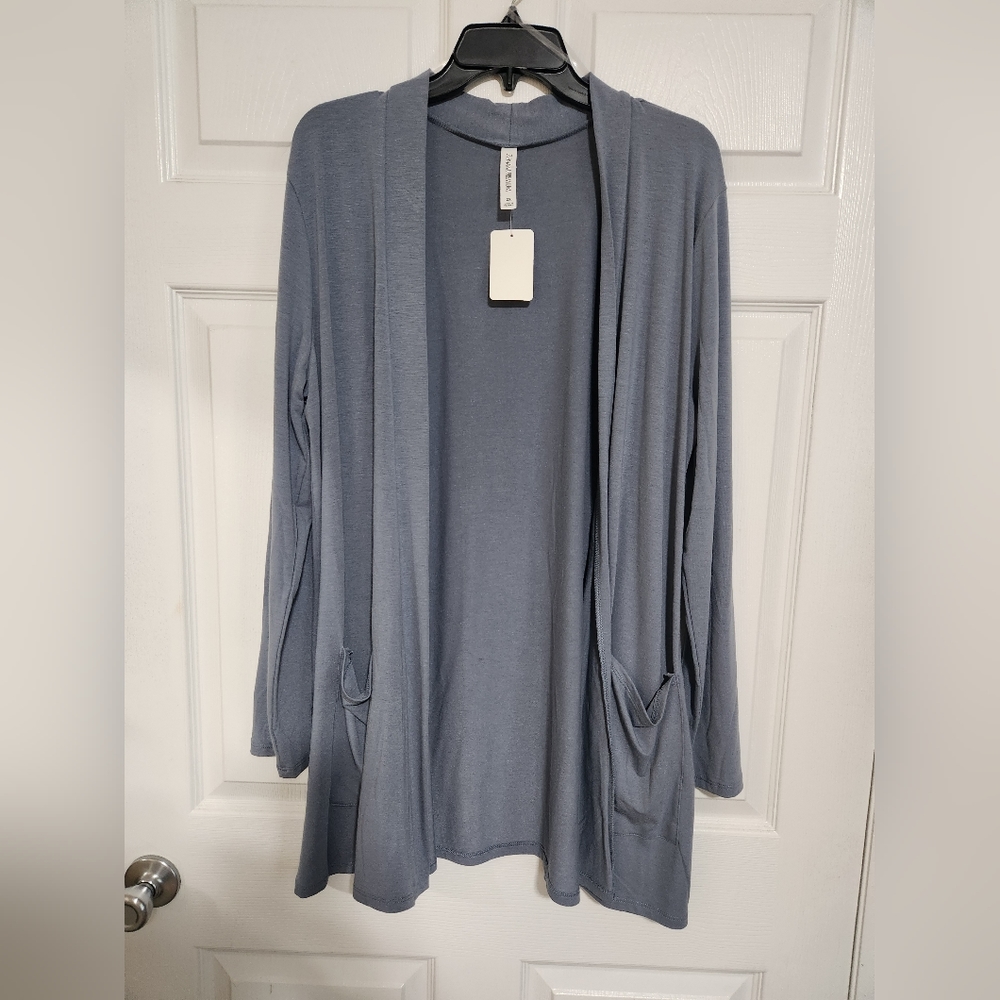 Zenana Premium Slouchy Cement Pocket Cardigan Size 2X